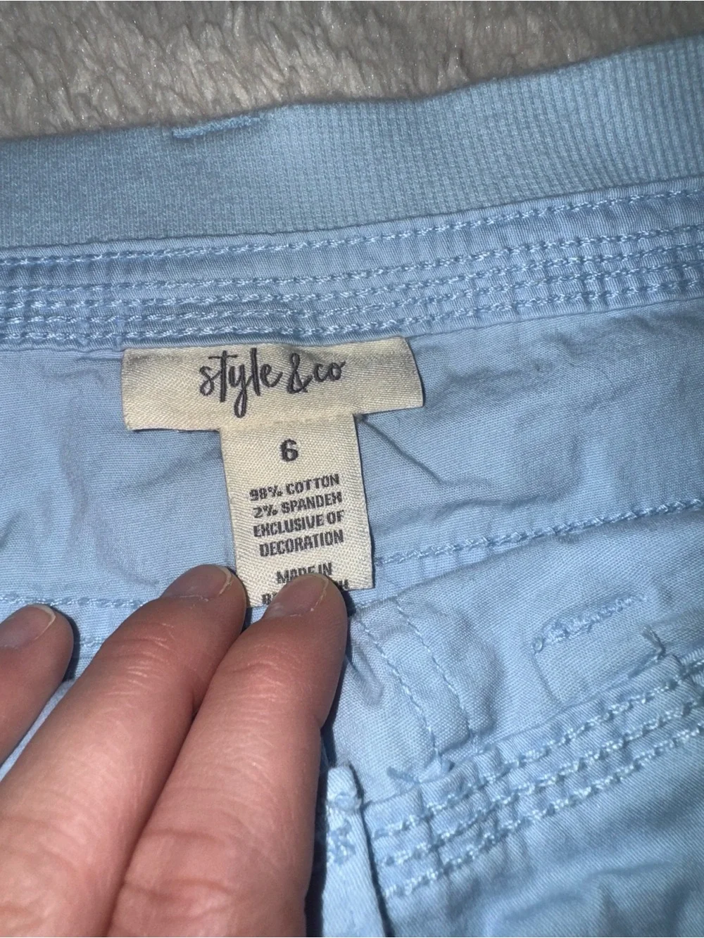 Style & Co Baby Blue Cargo Capri Pants Y2K Utility 🌸🩵